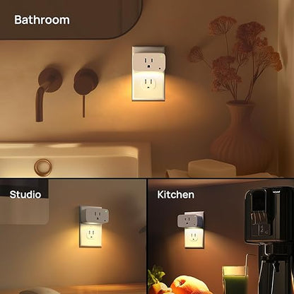 Linkind Matter Smart Plug 4 Pack, Night Lights Plug into Wall, Work with Alexa, Apple Home, Google, Timer Outlet 15A/1800W, ETL Certified, 2.4G WiFi, Dusk to Dawn 2700K, for Hallway, Bathroom, Kids