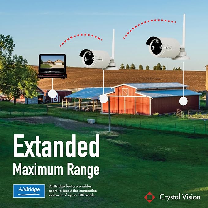 Crystal Vision Technology 8CH AI-Powered Floodlight & Two Way Audio Kit (2X Floodlight + 2X Pan-TilT Camera Kit)