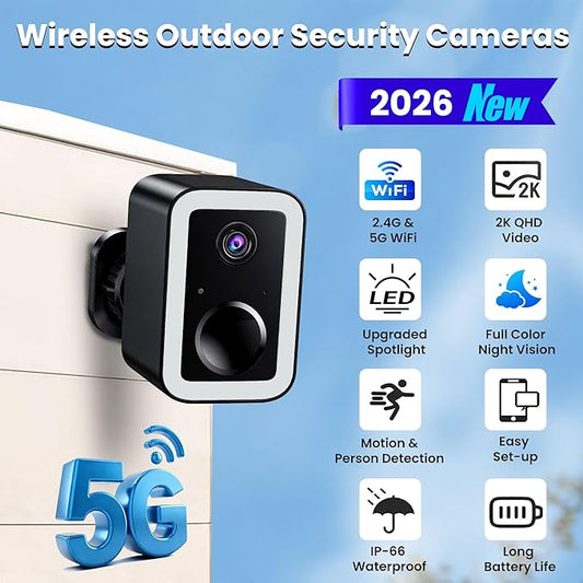 【2 Pack】Security Cameras Wireless Outdoor, Color Night Vision Even in the Dark, Crime Prevention with AI Motion Detection & Spotlight Siren Alarm, 2-Way Audio Battery Powered Camera for Home Security