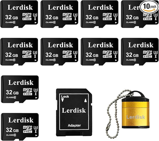 Factory Wholesale 32GB Micro SD Card 10-Pack, U3 A1 V30 Class 10, 80+MB/s Read for 4K Camera, Game Console, Drone,CCTV -with SD Adapter(10x32GB)