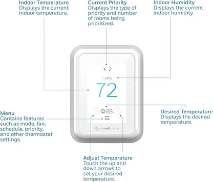 Honeywell Home T9 WIFI Smart Thermostat, Smart Room Sensor Ready, Touchscreen Display, Alexa and Google Assist