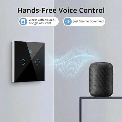Smart Touch Light Switch 3 Gang, T34 Tri-Mode WiFi BT 433MHz, Tuya App Control, Compatible with Alexa & Google Assistant, No Hub, 10A, Triple Gang Wall Switch for Home (Black)