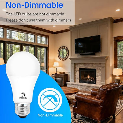 E ENERGETIC LIGHTING LED Light Bulbs 100 Watt Equivalent, Warm White 3000K, 1600LM Super Bright, Non-Dimmable A19 LED Light Bulbs, E26 Standard Base, ETL Listed, 6 Packs