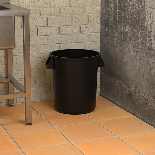 20 Gallon Black Round Commercial Trash Can, Heavy-Duty Food Grade NSF Certified Perfect for Restaurant, Office, School, Garage, Backyard, Workshop, Warehouse