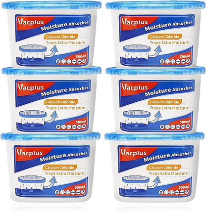Vacplus Moisture Absorbers 6 Pack, Portable Humidity Absorber Boxes for Your Bathroom, Closet & Car, Dehumidifier with Fragrance Free, 10.5 Oz