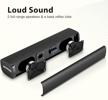 Sound Bar for Smart TV with Wired Subwoofer, 2.1 CH Small TV Soundbar Speakers, Support Bluetooth 5.3/ARC/Optical/AUX/USB Connectivity, S100 Pro, Black