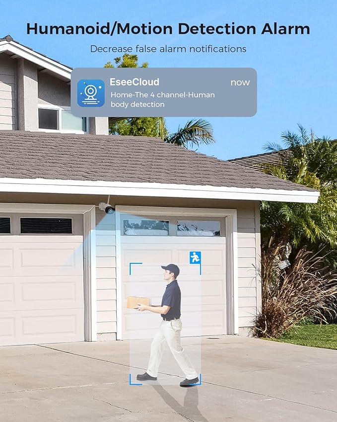 Hiseeu 5MP Outdoor WiFi Security Camera System, 16CH 8 Cam Kit, 2-Way Audio, Color Night Vision, IP66 Waterproof, 3TB Storage, No Monthly Fees