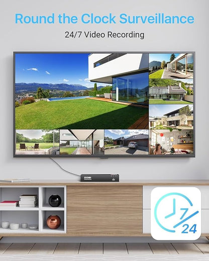 ZOSI 4K PoE Home Security Camera System, 8pcs 5MP Wired Outdoor Indoor Surveillance IP Metal Cameras, Night Vision, Person Vehicle Detection, 8 Channel 8MP NVR with 2TB Hard Drive for 24/7 Recording