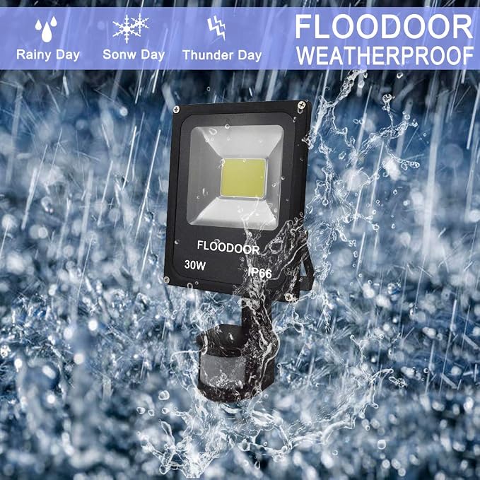30W LED Motion Sensor Light Outdoor Waterproof Flood Light 12-24V AC/DC Super Bright Security Light, 6000K, 2700LM, Daylight White, 150W Bulb Equivalent, PIR Sensor Light (2 Pack)