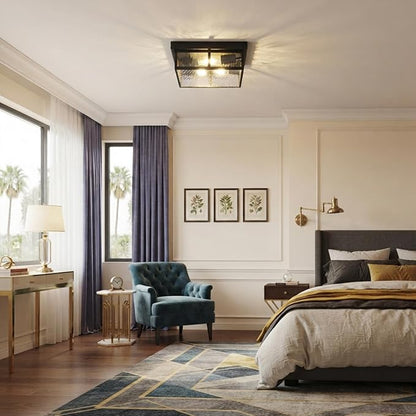 Modern Farmhouse Square Flush Mount Ceiling Light Fixtures,12 inch,4-Light