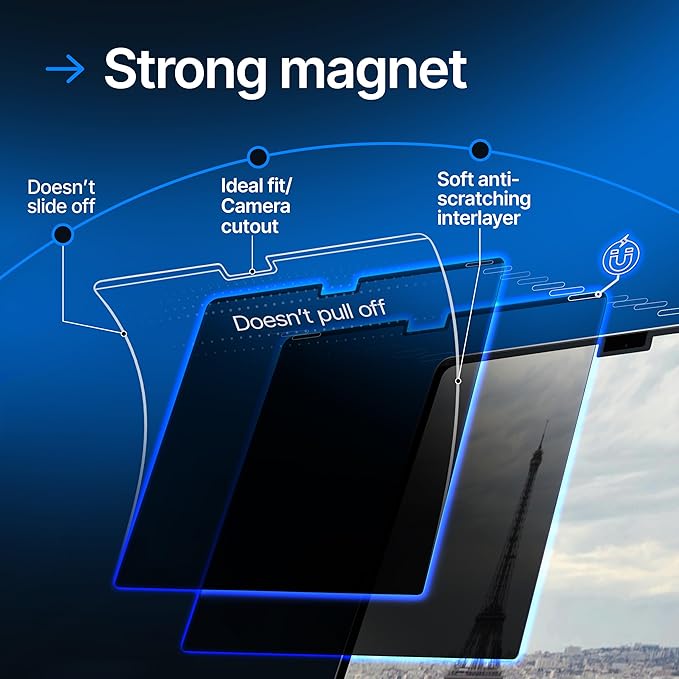 Magnetic Privacy Screen Compatible with MacBook Air 13.6" 2022, 2023, 2024, M2, M3 Anti-Blue Light Laptop Screen Protector Filter Blue Light Blocking Filter