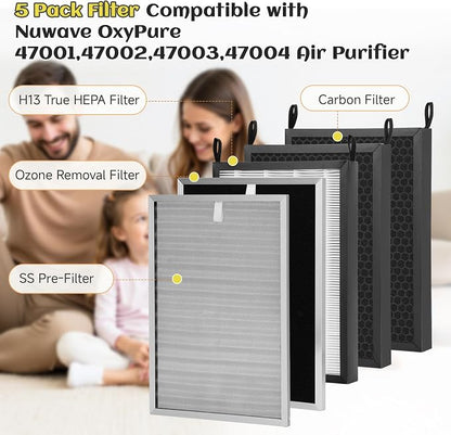 5 Pack Replacement Filters Set Compatible with Nuwave OxyPure