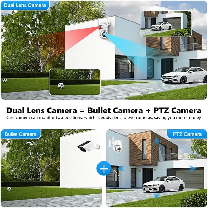MOVOLS Wireless Security Camera 5G/2.4G WiFi 4MP Dual Lens Camera,2K HD PTZ Dome Cameras with Color Night Version, Motion Detection