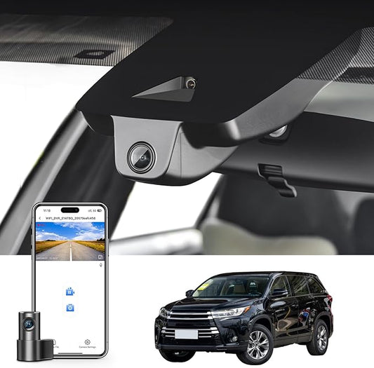 mangoal Front 4K & Rear 1080p Dash Cam Custom fit for Toyota Highlander & Hybrid Gen3 UX50 2017 2018 2019 (Model B), LE Limited L XLE Platinum, Integrated OEM Look,App & WiFi,128GB Card