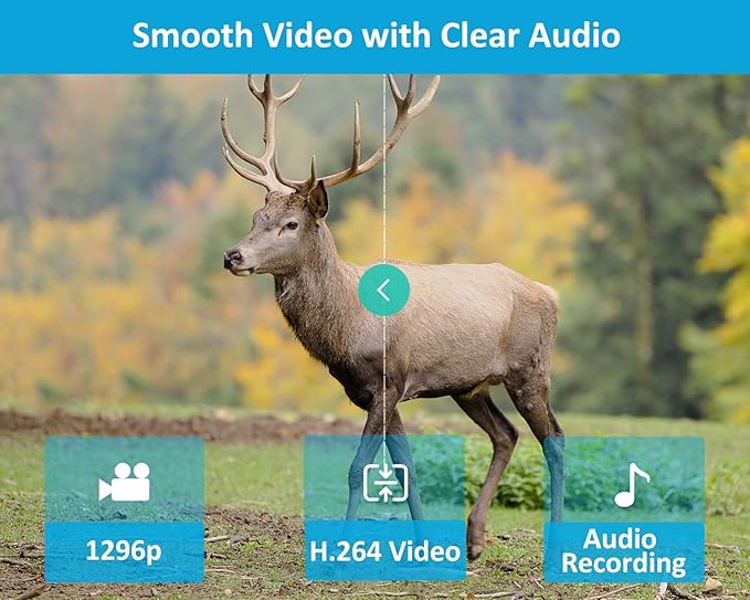GardePro E5S 2-Pack Trail Camera (Non-Cellular, Non-WiFi), 64MP Photo & 1296P HD Video, 0.1s Trigger, 100ft No-Glow Night Vision, Motion Activated Wildlife Camera