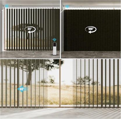Motorized Sheer Vertical Blinds with Remote, Light Filtering Vertical Blind Sliding Door Blinds Remote Control Blinds for Sliding Glass Door Customize(Elegant Grey)