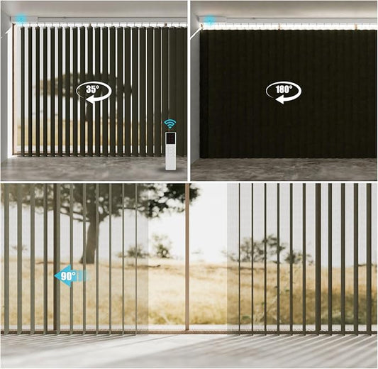 Motorized Sheer Vertical Blinds with Remote, Light Filtering Vertical Blind Sliding Door Blinds Remote Control Blinds for Sliding Glass Door Customize(Elegant Grey)