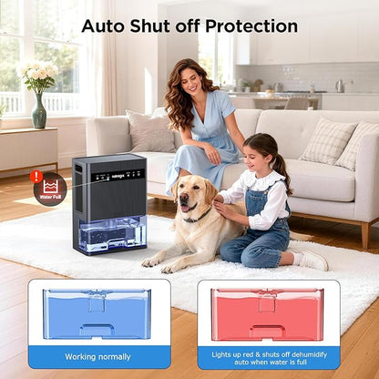 Dehumidifier, 106 OZ Water Tank Dehumidifiers for Home, 1000 sq.ft Quiet Dehumidifier for Basement Bathroom Bedroom RV with Auto Shut Off, Timer, Sleep Mode, 7 Color Light, Grey