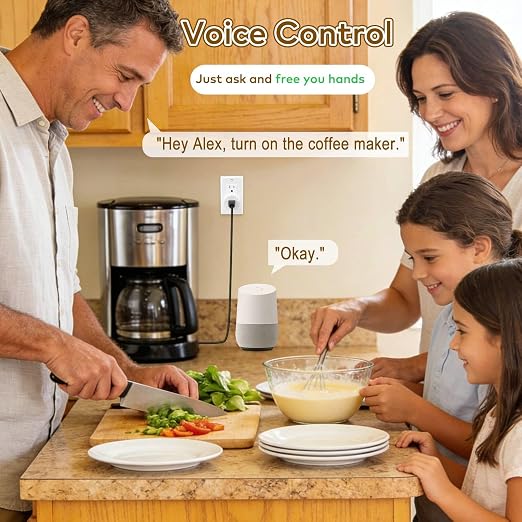 NineLeaf Slim WiFi Smart Plug w Switch, Remote App Control, 15A/1500W, Compatible with Alexa/Google Home via Tuya, Compact Design Control Anywhere,Timer/Schedule, TUV FCC, 2.4G Only(1Remote 5Outlets)