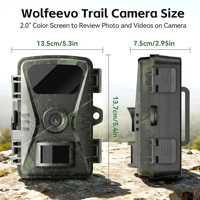 2026 New upgrade Trail Camera, 32MP 0.1S Trigger Motion Activated,Game Camera with Night Vision IP66 Waterproof 130° Cam Lens for Outdoor Wildlife Monitoring Home Security, Gifts for Men 2 Pack
