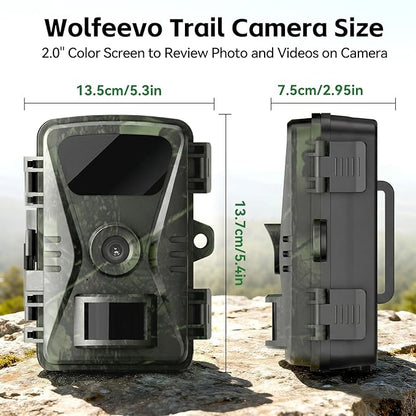 2026 New upgrade Trail Camera, 32MP 0.1S Trigger Motion Activated,Game Camera with Night Vision IP66 Waterproof 130° Cam Lens for Outdoor Wildlife Monitoring Home Security, Gifts for Men 2 Pack