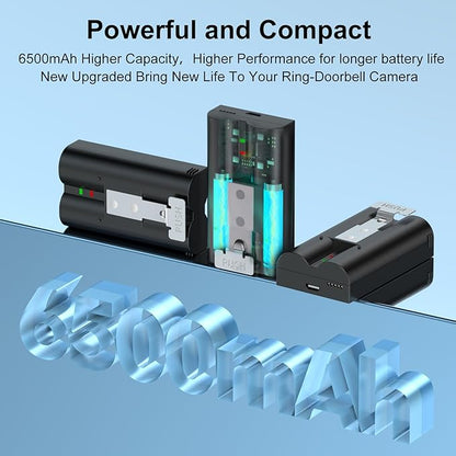 2 Packs 6500mAh Camera Battery for Ring-Video Doorbell 2/3/ 3plus/ 4 Camera/Stick Up Cam/Spotlight Camera Battery, New Upgrade Rechargeable V4 Replacement Battery (V4)