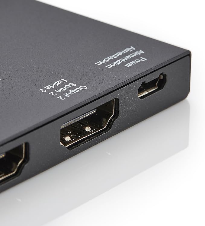 Amazon Basics HDMI Splitter 1 in 2 Out for Dual Monitors, 4K@60Hz, Mirror Only, Black