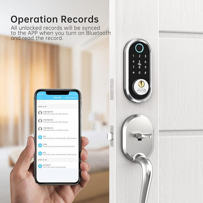 Keyless Entry Door Lock Handle: SMONET Smart Front Door Lock Set Alexa Deadbolt Locks with Handle Bluetooth Electronic Digital Keypad with APP Voice Control Keyfob Auto for Home