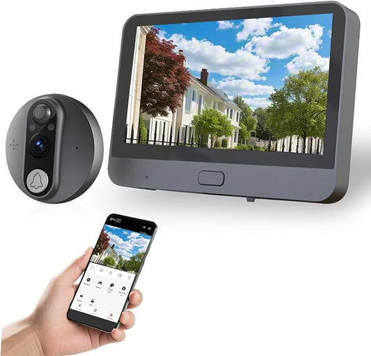 Cawhun Peephole Camera WiFi Doorbell with 4.3" LCD Smart Door Viewer