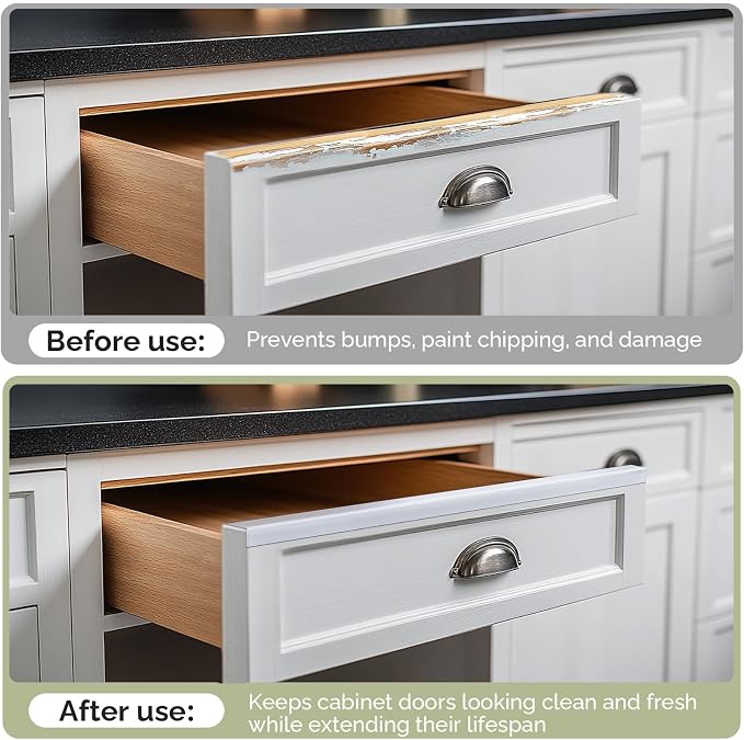 Magicheap 18" Length Cabinet Door Protector, 3/4" Thick, Transparent, 6 PCS | Snugly Fit, Flexible Slip-On, Plastic Cabinet Edge Guard Bumpers, Edge Protectors to Prevent Wear Chipping Discoloration