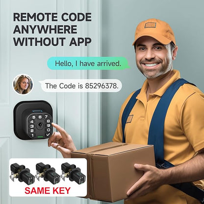 Richelock Fingerprint Door knob, Smart Biometric Door Lock with Keypad, Keyless Entry Code Door Knob, Waterproof & Weatherproof , Auto Lock ,Voice Navigation, For Bedroom, Gate,Office