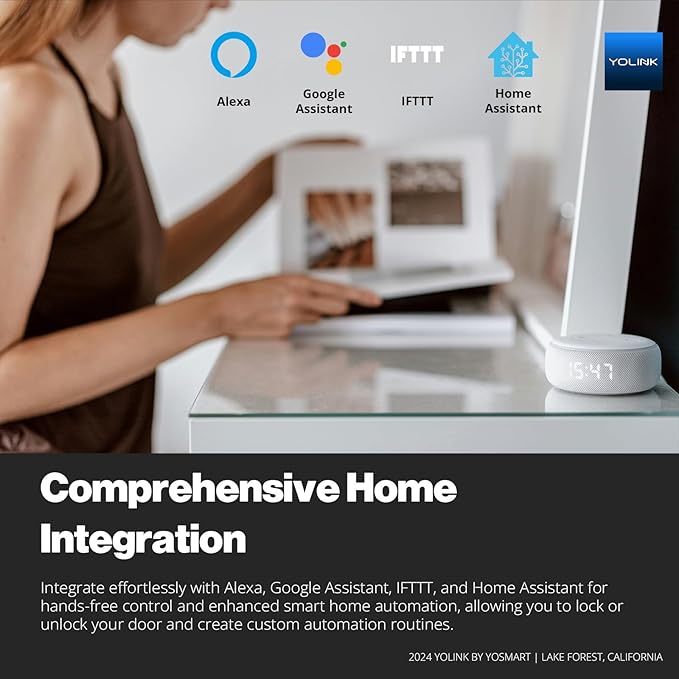 YoLink Smart Deadbolt Lock with Fingerprint, Keypad, IC Card, Fob and App Control LoRa Long Range, Alexa, Google, IFTTT and Home Assistant YoLink Hub Required