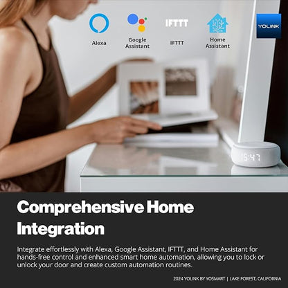 YoLink Smart Deadbolt Lock with Fingerprint, Keypad, IC Card, Fob and App Control LoRa Long Range, Alexa, Google, IFTTT and Home Assistant YoLink Hub Required