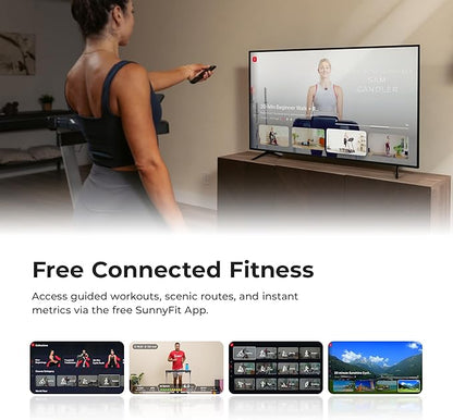 Sunny Health & Fitness Exercise Treadmills Double Deck Sizes and Incline Features with Bluetooth & SunnyFit App