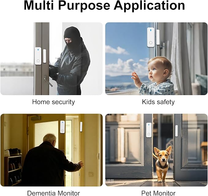 Home Security System, Alarm System for Home Security, 8-Piece Kit WiFi/GSM SMS Alarm System with Motion Detector, 120dB Alarm Siren, Door/Window Burglar Alarm, Smart Remote Control, Alexa-Compatible