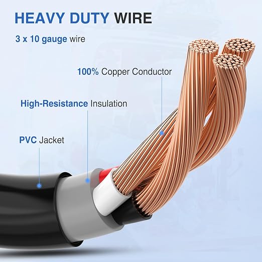 Nilight 30Amp to 15 Amp RV Y Splitter Adapter Cord 10 AWG NEMA TT-30P 5-15R