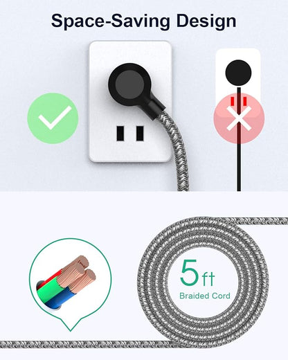 2 Pack Surge Protector Power Strip with 6 Outlets 4 USB Ports 5-Foot Long Heavy-Duty Braided Extension Cords Flat Plug 900 Joules 15A Circuit Breaker Wall Mount for Home Office ETL Listed