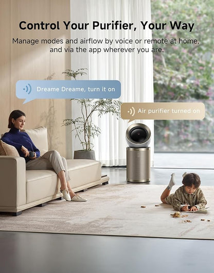 Dreame Smart Air Purifier for Home Large Room, Cleans 7,534 ft² in One Hour with 4 Filters, Dual-way Air Oulets, Al Tracking, Air Quality Monitor with 7 Sensors, 2-in-1 Purifier & Fan, PM10