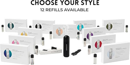 Car Perfume Diffuser, (UPGADED) Air freshener, Waterless Diffuser, Smart Ultrasonic Air Freshener with 6 Premium Fragrances, Automatic (On/Off), Car Gift for Men and Women (Black)