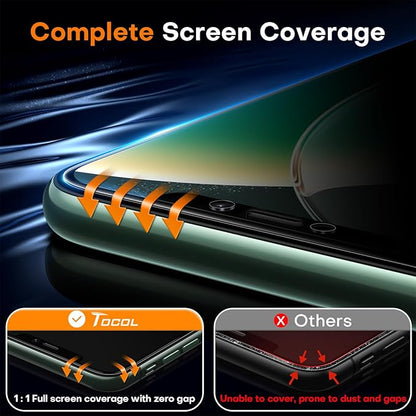 TOCOL for iPhone 11 Pro Max/Xs Max Privacy Screen Protector 9H Hardness Military Grade Shatterproof HD Tempered Glass Easy Installation Case Friendly 2 Pack