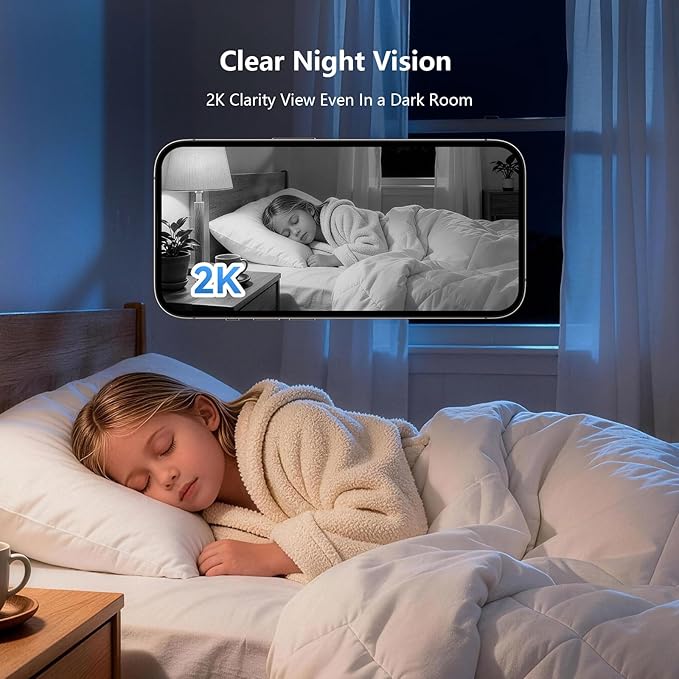 3MP Indoor Security Camera with 32GB SD Card - Pan/Tilt WiFi Camera with Motion Detection & Smart Night Vision for Baby & Pet Monitoring, Supports Cloud Storage