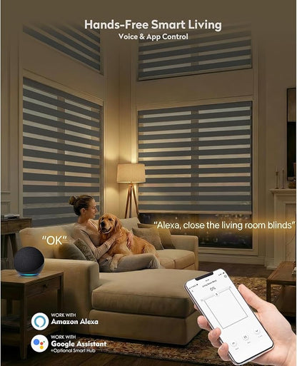 ACMEART Motorized Zebra Blinds,Smart APP & Remote Control 95% Blackout Shades,Compatible with Alexa,Custom Size Electric Window Blinds for Bedroom/Home/Office (Slate Grey)