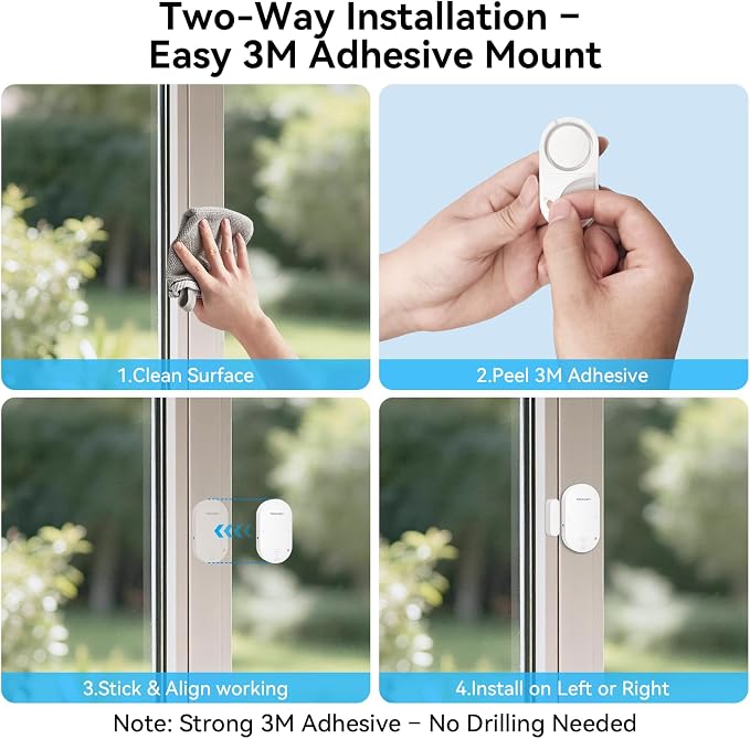 TECKNET Door Alarms for Kids Safety, Door Alarms When Opened, Two-Way Door and Window Alarm Door Alarm for Home Security, 2-in-1 Alarm & Chime, 3-Level Volume Control, Door Sensor Alarm (3 Pack)