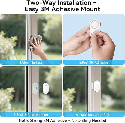 TECKNET Door Alarms for Kids Safety, Door Alarms When Opened, Two-Way Door and Window Alarm Door Alarm for Home Security, 2-in-1 Alarm & Chime, 3-Level Volume Control, Door Sensor Alarm (3 Pack)