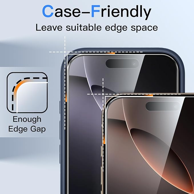 JETech 360 Degree Privacy Screen Protector for iPhone 16 Pro Max 6.9-Inch, 4-Way Anti-Spy Tempered Glass Film with Easy Installation Tool, 2-Pack