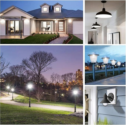 Dusk to Dawn Light Bulbs Outdoor 100 Watt Equivalent, 11W Automatic On/Off Sensor Light Bulb Daylight 5000K, A19 Outdoor LED Light Bulbs Photocell for Porch Garage Yard Security, E26 Base, 12-Pack