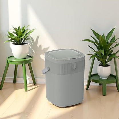 WM-DZT-12-36S Smart Motion Sensor Trash Can, Ultra-Quiet Soft-Close | Long Battery Life | Built-in Bag Storage & Portable PU Handle (Greyish Green)