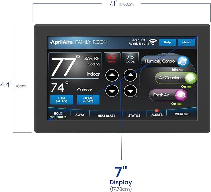 AprilAire 8920W Wi-Fi Programmable Color Touchscreen Thermostat with IAQ Control; Amazon Alexa and Google Assistant Compatible