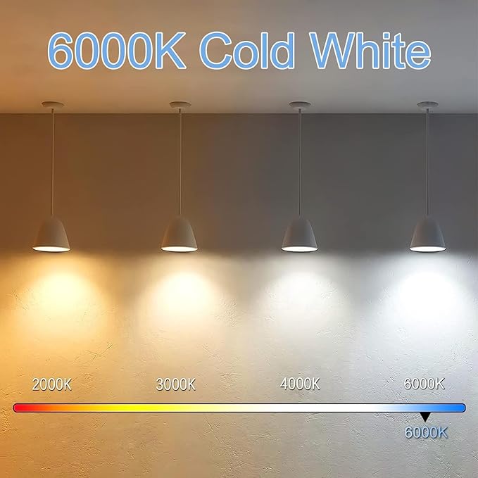5 Inch Edison Bulb, 6000K Cool White E26 Led Bulb 6W Dimmable, 800LM T10 T9 Bulb Clear Glass Tubular Light Bulbs, AC 120V Equal 80 Watt Bulbs for Chandelier Pendant Wall Light - 6Pack