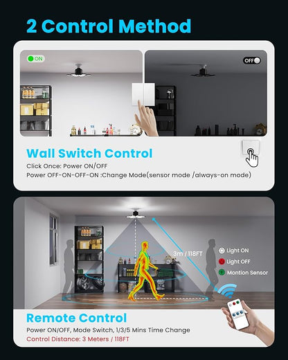Garage Lights with Motion Sensor, 20000LM Motion Sensor Light Bulb Indoor with 6 Deformable and Auto-Off, E26 Screw-in 6500K Motion Activated Shop Light for Ceiling/Basement 4-Pack